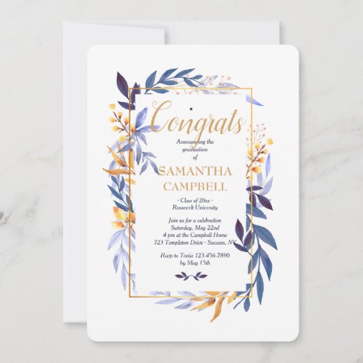 Graduation Blue Two Invitation (Devant)