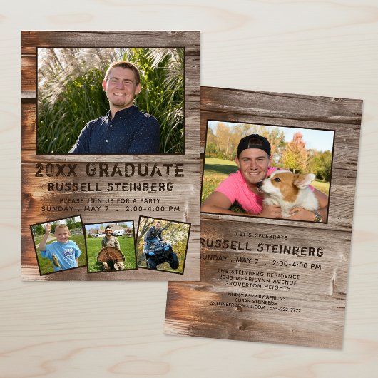 Graduation Bois rustique 5 Invitation photo