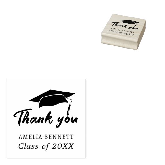 Graduation Cap Afstuderen Dank je Rubberstempel (Gestempeld)