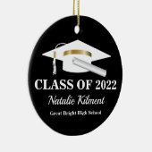 Graduation Cap Black and Gold Class of 2022 Photo Keramisch Ornament (Rechts)