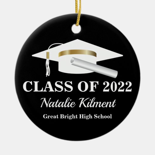 Graduation Cap Black and Gold Class of 2022 Photo Keramisch Ornament (Voorkant)