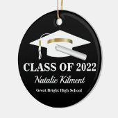 Graduation Cap Black and Gold Class of 2022 Photo Keramisch Ornament (Links)
