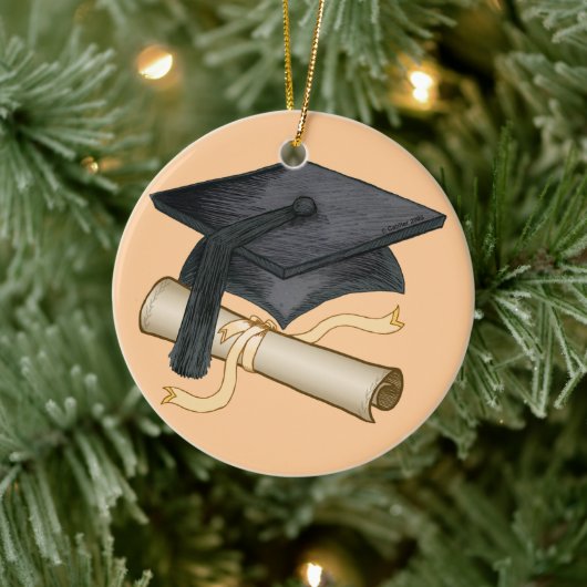 Graduation Cap Diploma Keramisch Ornament (Boom)