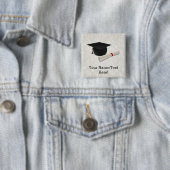 Graduation Cap Diploma Vierkante Button 5,1 Cm (In situ)
