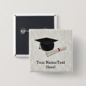 Graduation Cap Diploma Vierkante Button 5,1 Cm (Voorkant /achterkant)