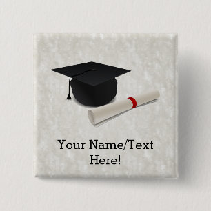 Graduation Cap Diploma Vierkante Button 5,1 Cm