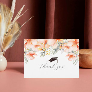 Graduation Cap en Tassel Roze Waterverf Foto Bedankkaart