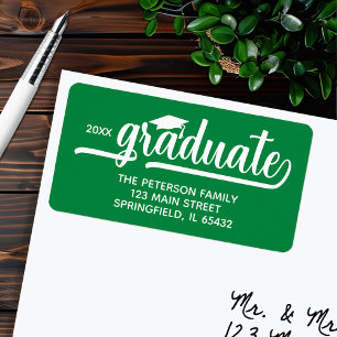 Graduation Cap Groen retouradres Etiket