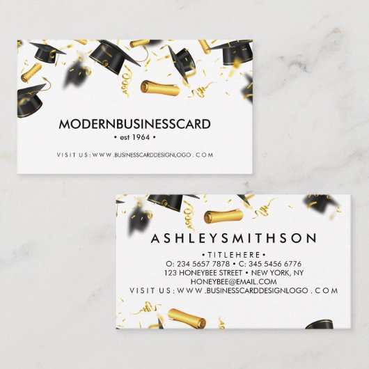 Graduation Cap Grown School Collage Visitekaartje (Voorkant / Achterkant)