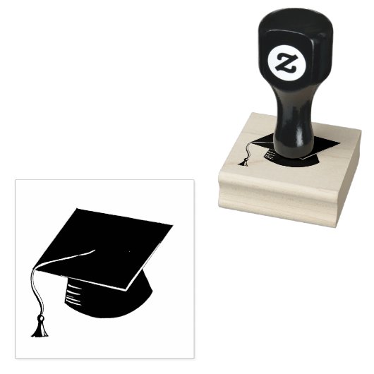 Graduation Cap Houten Rubber stempel (Gestempeld)