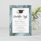 Graduation Cap Lijst Marble Graduation Party Kaart (Staand voorkant)