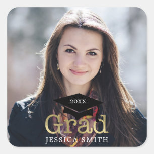 Graduation Cap Moderne Foto Vierkante Sticker