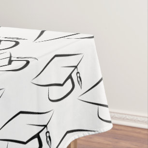 Graduation Cap Pattern Zwart-wit Tafelkleed