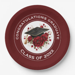 Graduation Cap & Red Roses Class of 20XX  Papieren Bordje