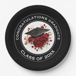 Graduation Cap & Red Roses Class of 20XX  Papieren Bordje