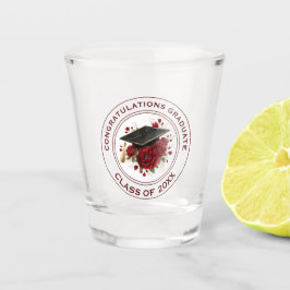 Graduation Cap & Red Roses Class of 20XX  Shot Glas