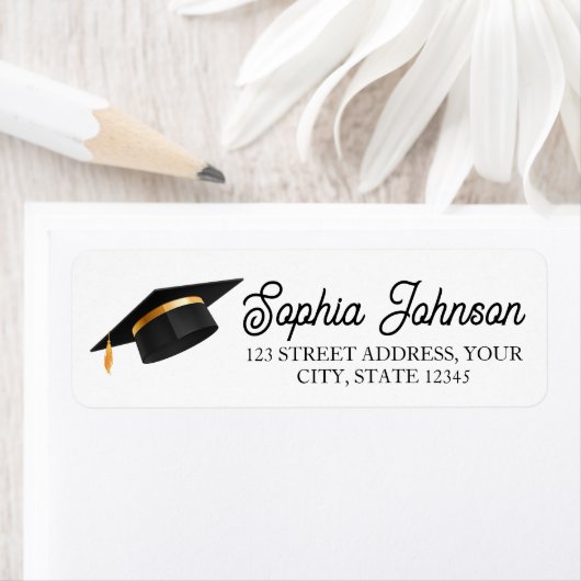 Graduation Cap Return Address  Label (Insitu)