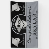 Graduation Cap Silver Fun Gefeliciteerd Spandoek (Verticaal)