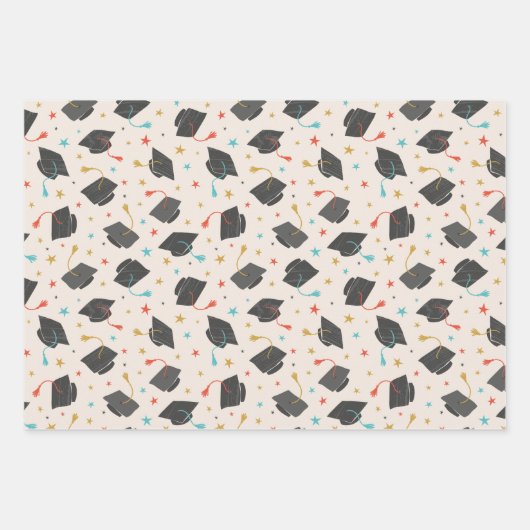 Graduation Cap, Tassel en Confetti Inpakpapier Vel (Voorkant)
