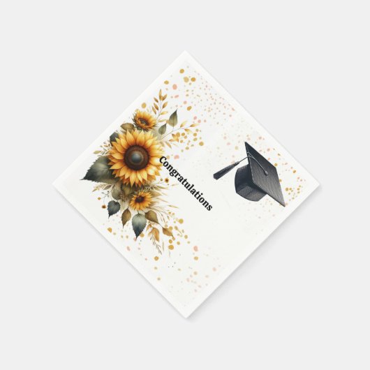 Graduation Cap Zonnebloempapier Servetten (Hoek)