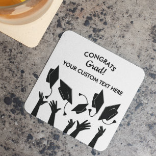 Graduation Caps Toss Modern Congrats Afstudeerder Vierkante Kartonnen Onderzetter