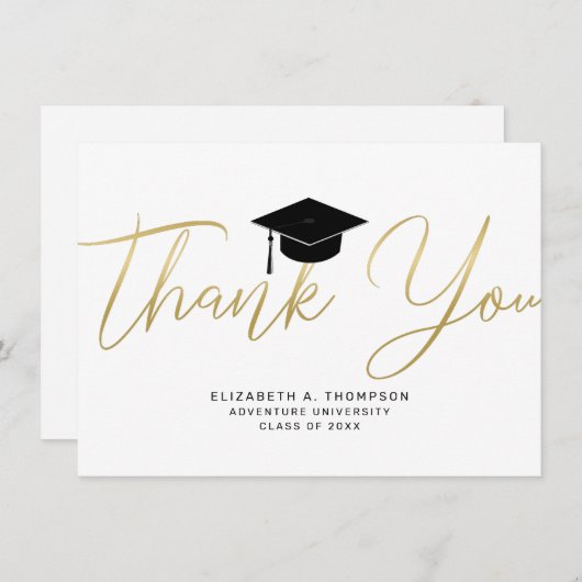 Graduation Casquette or Merci moderne Script (Devant / Derrière)