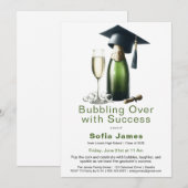 Graduation Champagne Celebration Invitation Kaart (Voorkant / Achterkant)
