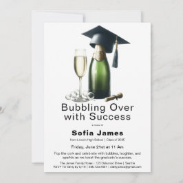Graduation Champagne Celebration Invitation Kaart