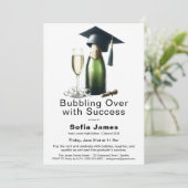 Graduation Champagne Celebration Invitation Kaart (Staand voorkant)