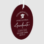 Graduation | Class year and school PHOTO burgundy Ornament (voorkant)