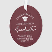 Graduation | Class year and school PHOTO burgundy Ornament (voorkant)