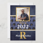 Graduation classique Marine Gold Tufted Invitation (Devant)