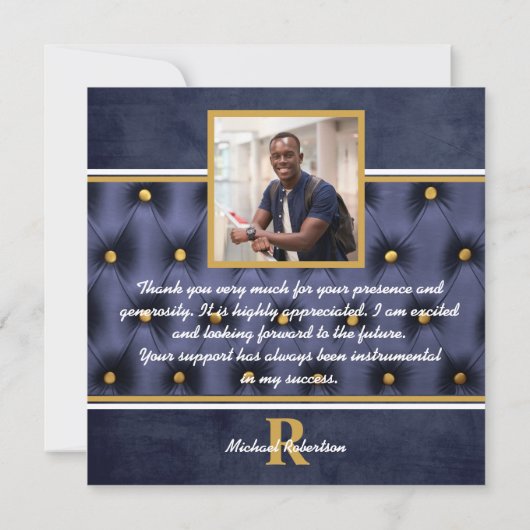 Graduation classique Marine or Tufted Merci (Dos)