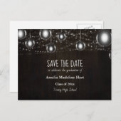 Graduation Country | String Lights Save The Date Aankondigingskaart (Voorkant / Achterkant)