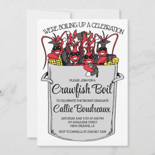 Graduation Crawfish Invitation à ébullition (Devant)