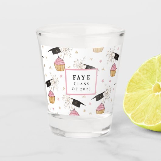 Graduation Cupcake Verre de tir personnalisé (Devant)