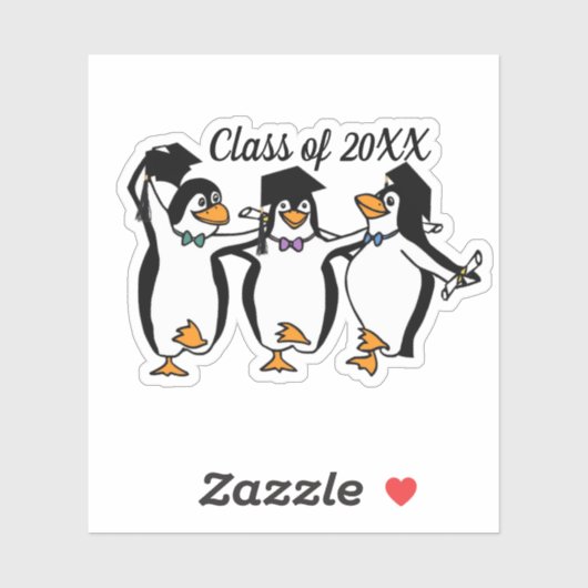 Graduation Dancing Penguins Sticker (Feuille)