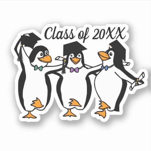 Graduation Dancing Penguins Sticker (Devant)