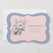 Graduation Daughter Blue Pink Floral Invitation (Devant)