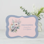 Graduation Daughter Blue Pink Floral Invitation (Debout devant)