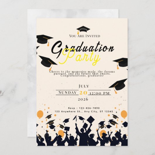 Graduation Digital Invitation Template – Modern Gr (Devant / Derrière)