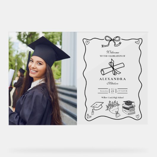 Graduation en noir et blanc illustrée (Recto)