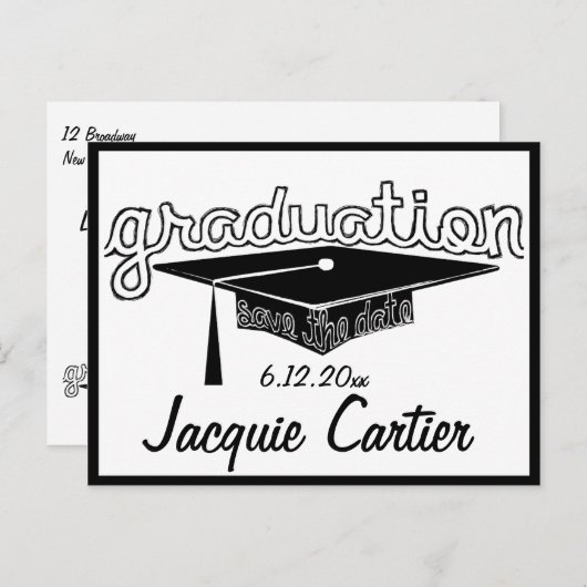 Graduation Enregistrer La Carte Date (Devant / Derrière)