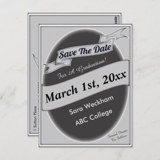 Graduation Enregistrer La Date Carte Postale (Devant / Derrière)