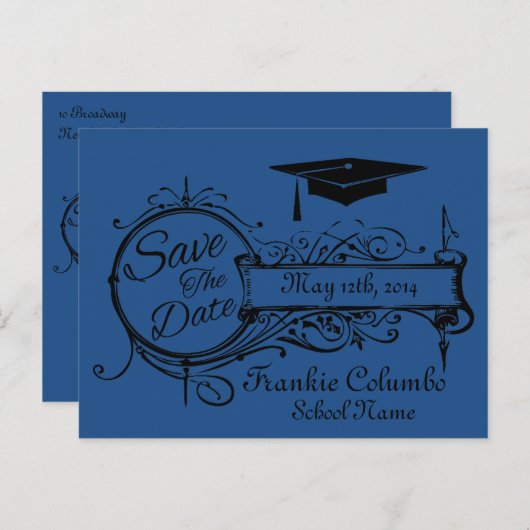 Graduation Enregistrer La Date Carte Postale (Devant / Derrière)