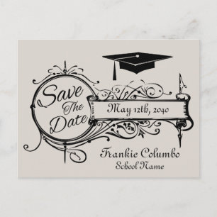 Graduation Enregistrer La Date Carte Postale Gris 
