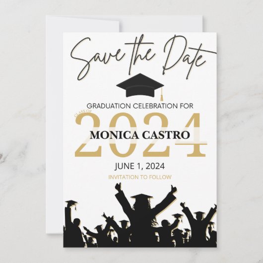 Graduation Enregistrer la date Invitation Invitati (Devant)
