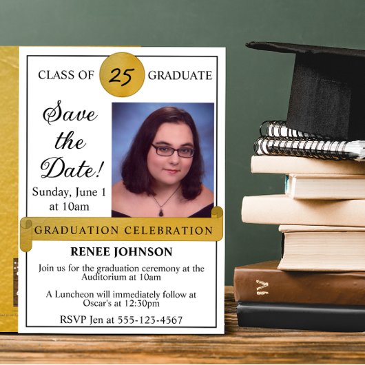 Graduation Enregistrer la date Photo Invitation