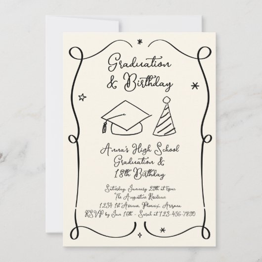 Graduation et invitation d'anniversaire (Devant)