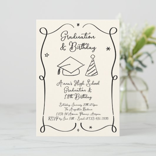 Graduation et invitation d'anniversaire (Debout devant)